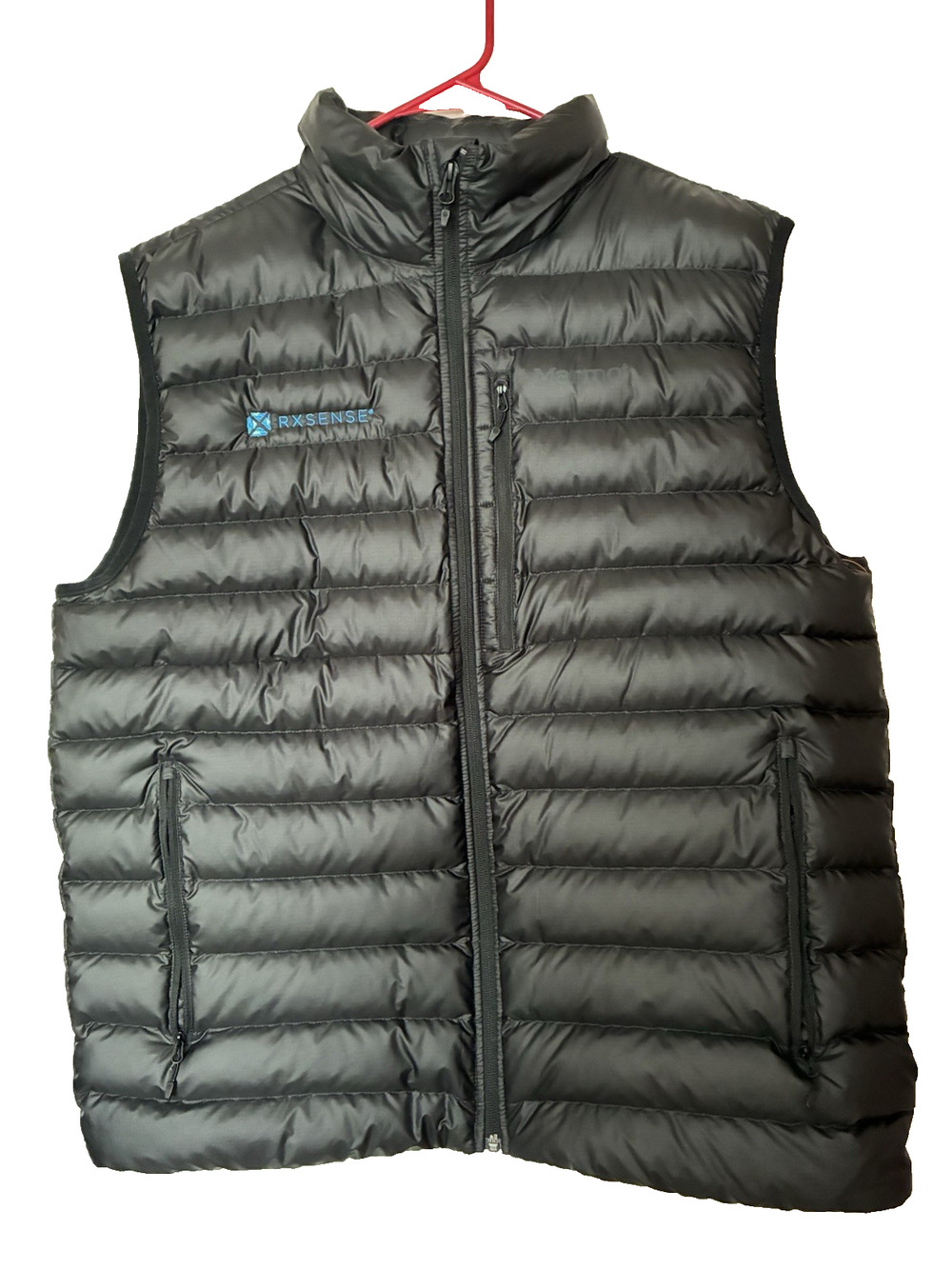 Marmot Vest Mens XL Black Down Puffer Quilted Insulated *logo RXsense
